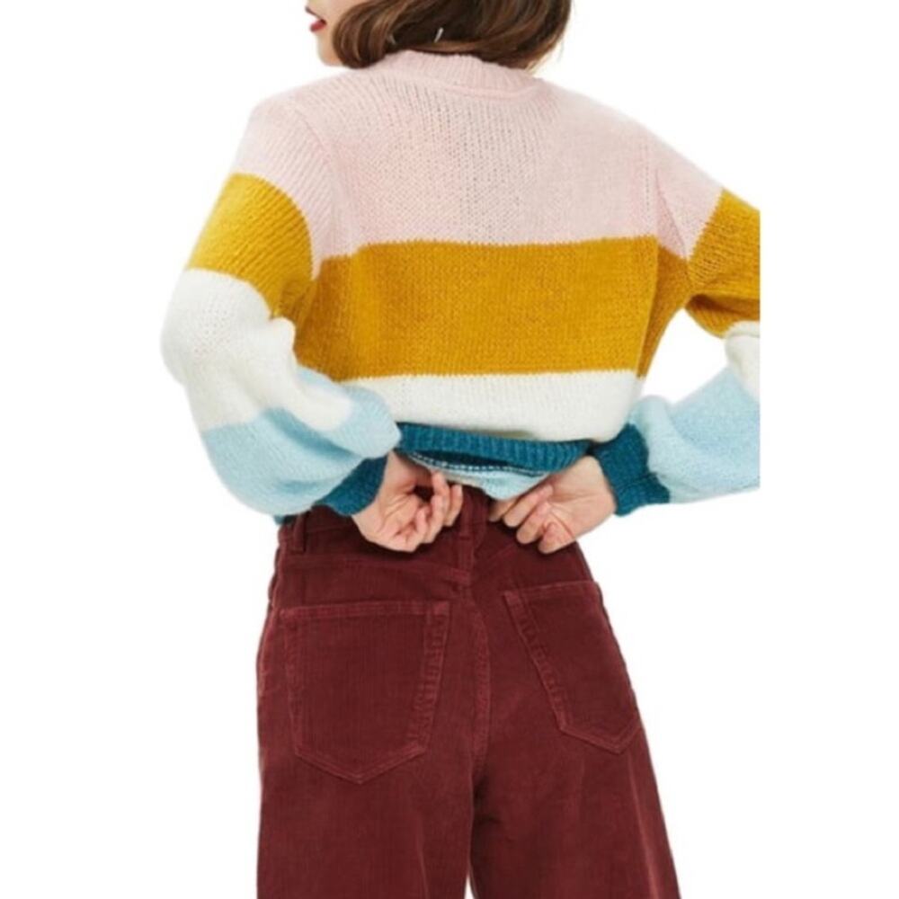 Topshop | Colorful Color Block Sweater Size 2 - Picture 2 of 10
